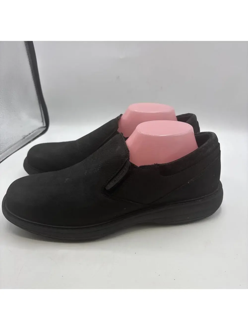 Merrell Womens Spire Stretch Shoe Size 11 Black Leather Wedge SlipOn Clog